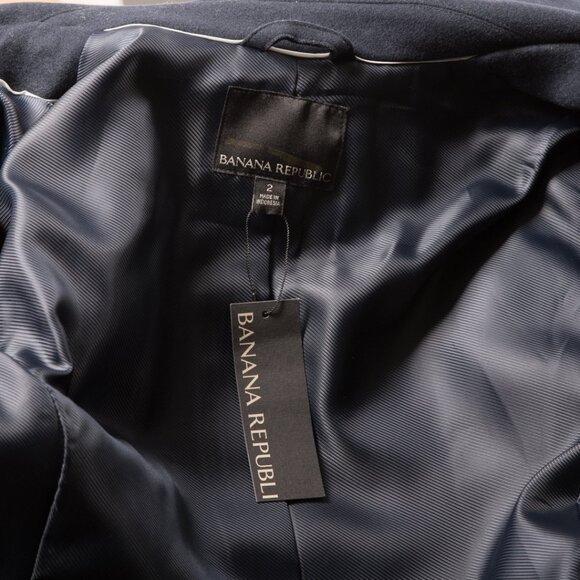Banana Republic Navy Italian Wool Double Breasted Coat 2 - Picture 5 of 6